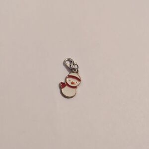 Silver White and Red Enamel Snowman Bracelet Charm‎